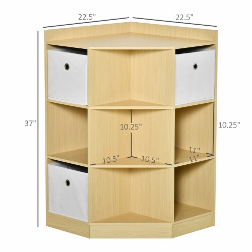 Space-Efficient Kids Storage Organizer for Small Bedrooms, Corner Shelf, Natural Perspective: left