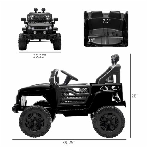 12V Battery Powered Kids Ride On Car Off Road Truck Toy w/ Parent Remote, Black Perspective: left