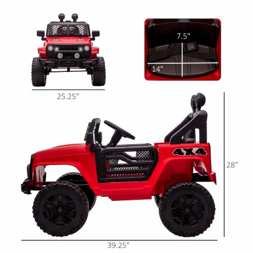 12V Battery Powered Kids Ride On Car Off Road Truck Toy w/ Parent Remote, Red Perspective: left
