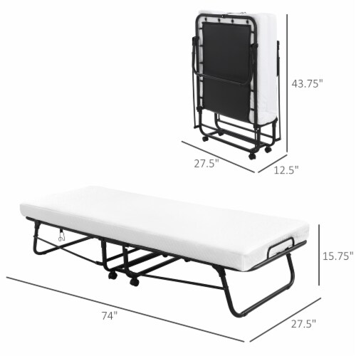 Portable Folding Guest Sleep Bed w/ 3 Mattress, 1 Memory Foam & Wheels