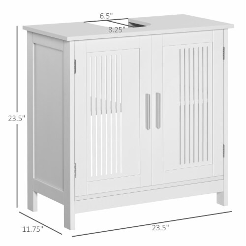 kleankin Under-Sink Bathroom Sink Cabinet, Storage Unit with U-Shape and Adjustable Internal Shelf, White