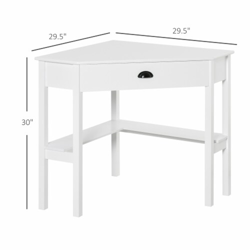 Wooden Corner Computer Desk w 2 Storage Shelves Drawer for Small Rooms White 1 Unit Gerbes Super Markets