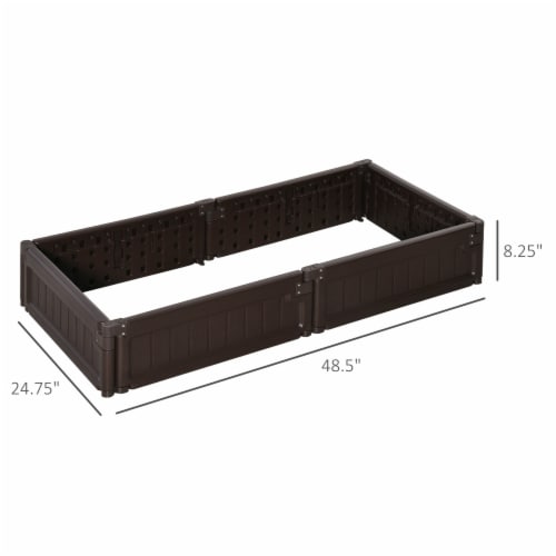 4' x 2' Raised Garden Bed, Plastic Open Planter Box, Veggie Cultivation, Brown Perspective: left