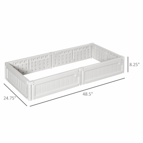4' x 2' Raised Garden Bed, Plastic Open Planter Box, Veggie Cultivation, White Perspective: left