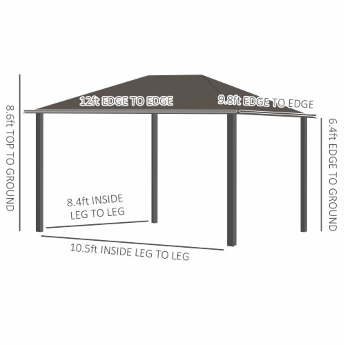 10'x12' Hardtop Gazebo, Mesh, Curtains, Steel Slat Canopy, Outdoor Events, Dark Grey Perspective: left
