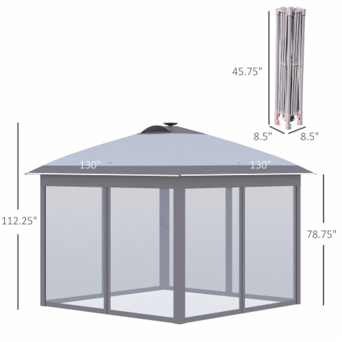 COBIZI 10' X 13' Pop Up Gazebo, Screened Patio Gazebo, Outdoor Steel Double Roof Canopy Tent Metal Frame Mosquito Netting Sunshade Garden Lawns Gray