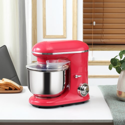 Stand Mixer w/ 6 Qt Stainless Steel Mixing Bowl, Beater, & Dough Hook, Red Perspective: left