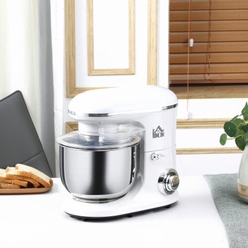Stand Mixer w/ 6 Qt Stainless Steel Mixing Bowl, Beater, & Dough Hook, White Perspective: left