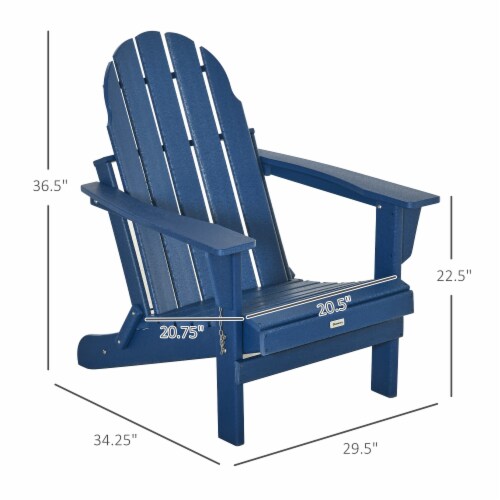 Outside Patio & Backyard Lounge Folding Adirondack Chair Ergonomic Design, Blue Perspective: left