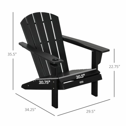 Outside Patio & Backyard Lounge Adirondack Chair w/ Ergonomic Design, Black Perspective: left