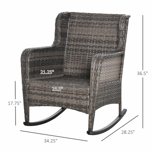 Outdoor PE Rattan Rocking chair, Wicker Porch Rocker w/ Soft Cushion