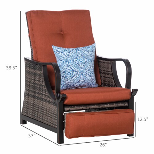 Outsunny Patio Wicker Recliner Chair With Footrest, Outdoor Pe