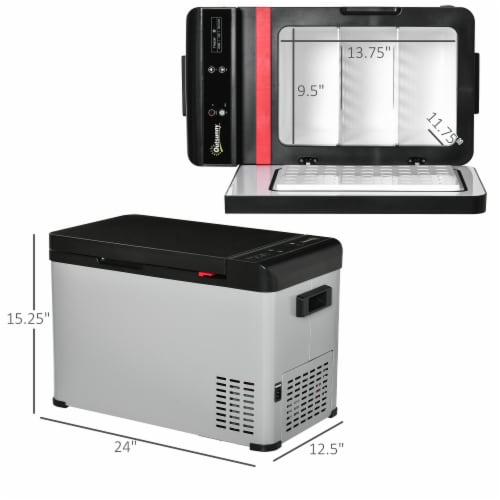 Car Refrigerator 29 QT Portable Camping Fridge Freezer 12/24V DC, 110-240V AC Perspective: left