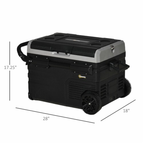 Portable Car Refrigerator w Wheels Pull up Handle LED Light Indoor Outdoor 1 Unit Foods Co