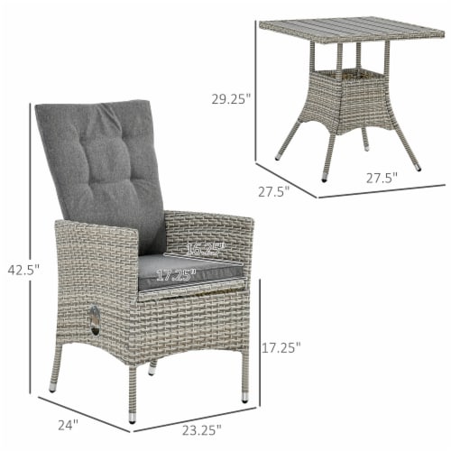 3 PCS Patio Wicker Conversation Recliner Chairs w/ Table Set, for Garden, Deck Perspective: left