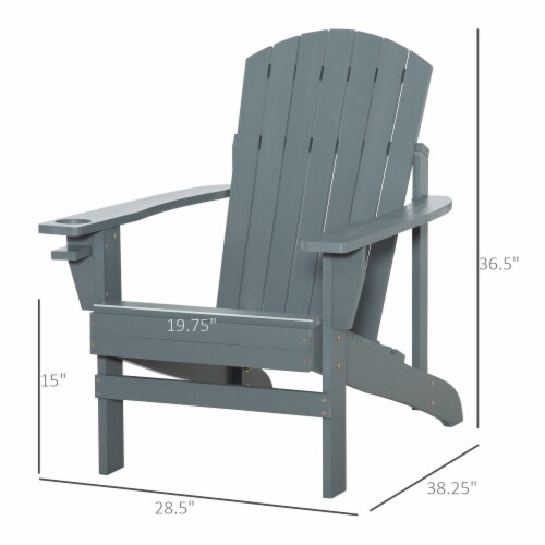 Fir Wood Adirondack Chair, Wooden Outdoor & Patio Seating for Fire Pit, Dark Grey Perspective: left