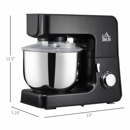 Electric Standing Stainless Steel Mixer w/ 6 QT Bowl, Beater & Dough Hook, Black Perspective: left