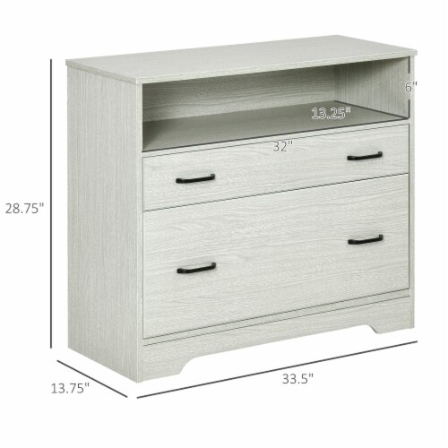 Home Office File Cabinet Storage Organizer W/ 2 Drawers & Shelf, Grey Perspective: left