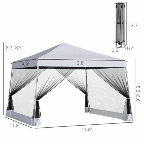 12' x 12' Pop Up Gazebo Foldable Canopy Tent w/ Carry Bag, Mesh Netting, White Perspective: left
