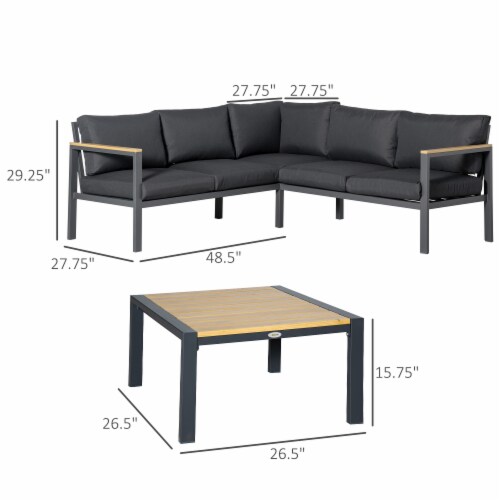 5 Seat, Sectional Sofa Set, Coffee Table, 2 Loveseat, 1 Corner, Patio Outdoor Perspective: left