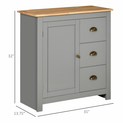 Modern Storage Sideboard Kitchen Cabinet Table w/ 3 Drawers & Adjustable Shelf Perspective: left