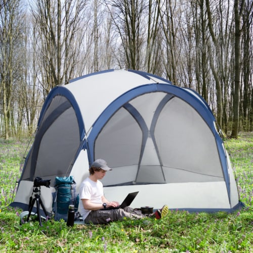 Large Screen Tent or Camping Canopy, Breathable Tent, 6-8 Person White Perspective: left