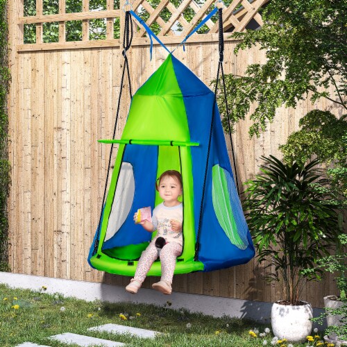 2 in 1 Flat Round or Tent Swing for Kids w Screen Window