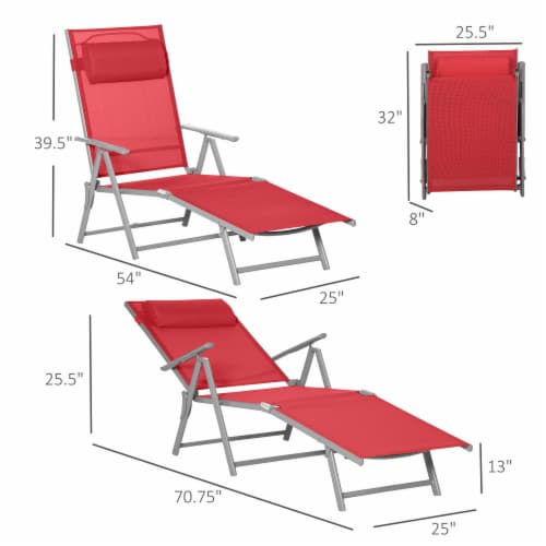 Outdoor Folding Lounge Chair Reclining Beach Lawn Pool Chaise