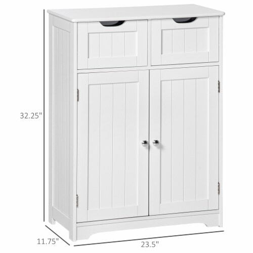 Freestanding Bathroom Storage Cabinet with 2 Drawers & Adjustable Shelf, White Perspective: left