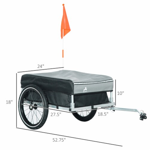 Bike Cargo Trailer, Foldable Bicycle Trailer, Luggage Wagon w/ Removable Cover Perspective: left