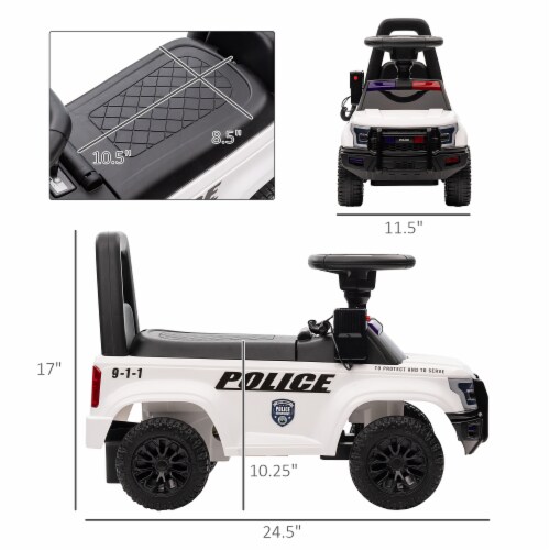 Police Car Toy with Megaphone, Ride On Sliding Car W/ Anti Fall Device ...