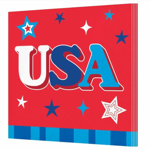 Creative Converting  Patriotic Proud Paper Beverage Napkins Perspective: left