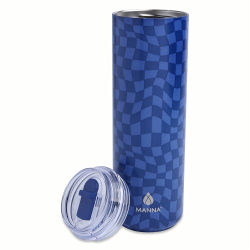 Manna™ Checker Tallboy™ Tumbler - Blue Perspective: left