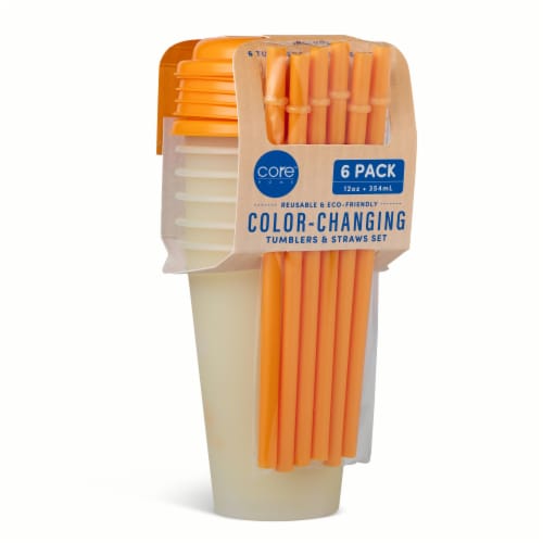 Core Home Kids Color Changing Tumblers With Straws Orange Perspective: left