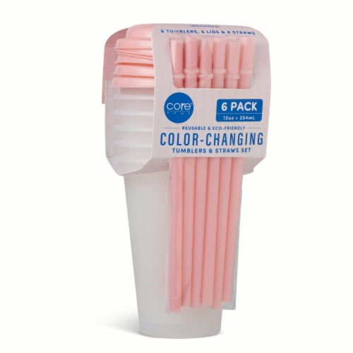 Core Home Color Changing Tumblers With Straw Pink Perspective: left