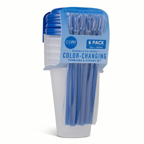 Core Home Kids Color Changing Tumblers With Straws Blue Perspective: left