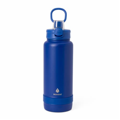 Manna™ Push™ Bottle Blue Leaves Perspective: left