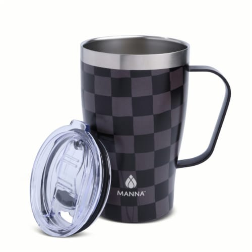 Manna™ Cozy™ Stainless Steel Mug - Black Checkers Perspective: left