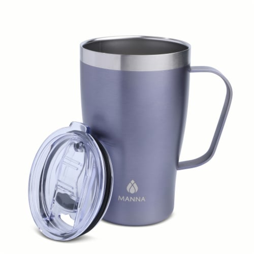Manna™ Cozy™ Stainless Steel Coffee Mug - Purple Metallic Perspective: left