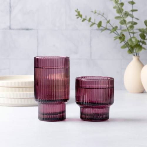 Core Home Ribbed Cooler Glass - Purple Perspective: left