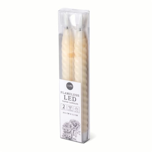 Core Home™ Flameless LED Twisted Taper Wax Candles - Cream Perspective: left