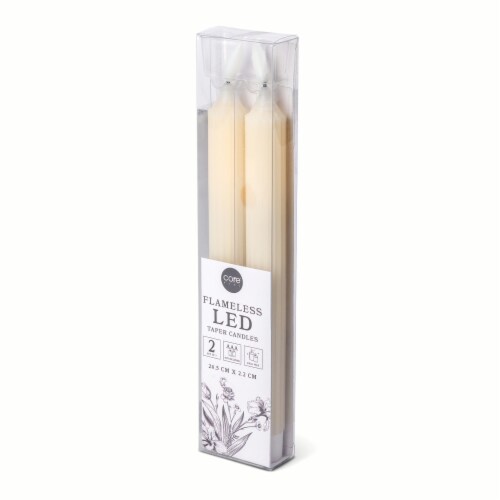 Core Home™ Flameless LED Ribbed Taper Wax Candles - Cream Perspective: left
