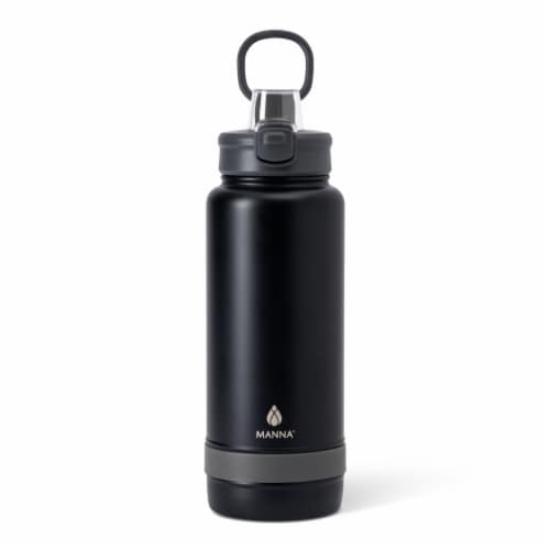 Manna™ Push™ Staineless Steel Water Bottle - Black Perspective: left