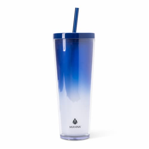 Manna™ Axel™ Plastic Tumbler & Straw Set - Blue Perspective: left
