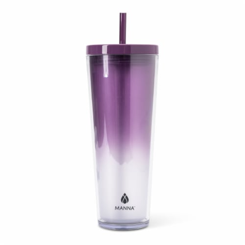 Manna™ Axel™ Plastic Tumbler & Straw Set - Purple Perspective: left