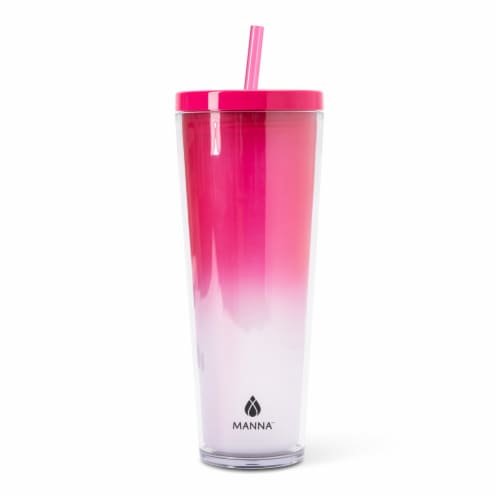 Manna™ Axel™ Plastic Tumbler & Straw Set - Pink Perspective: left