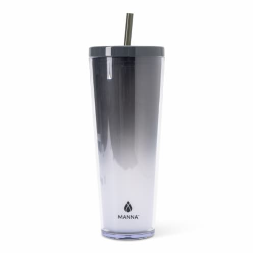 Manna™ Axel™ Plastic Tumbler & Straw Set - Black Perspective: left