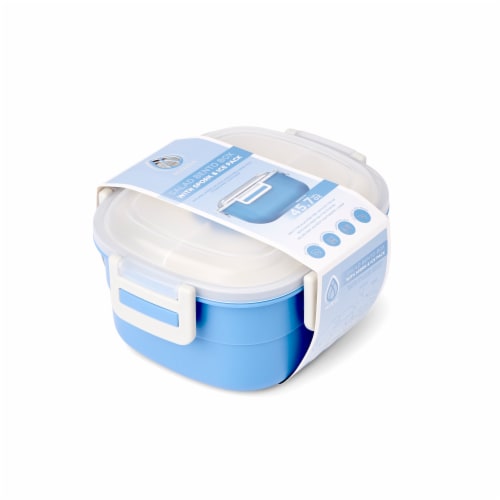 Manna™ Salad Bento Box with Spork and Ice Pack - Blue Perspective: left