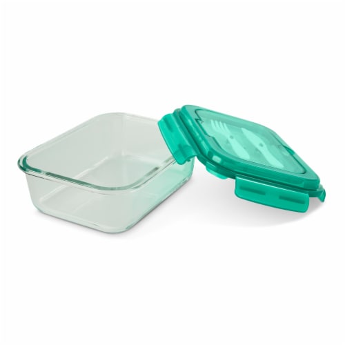 Manna™ Glass Bento Box - Teal Perspective: left