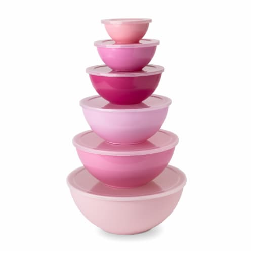Core Kitchen 12 Piece Mixing Bowl Set With Lids - Pink Perspective: left